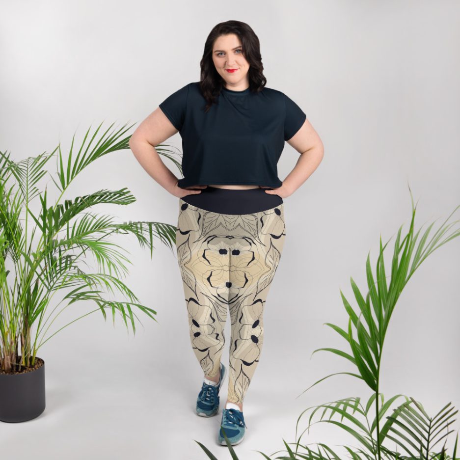 all over print plus size leggings white front 66a83d29de6d8