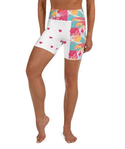 all over print yoga shorts white front 669f500066a97