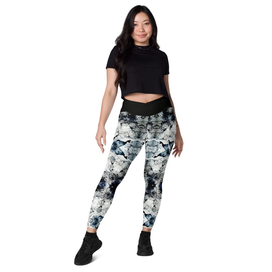 all over print recycled crossover leggings with pockets white front 66d5a2d39d18c